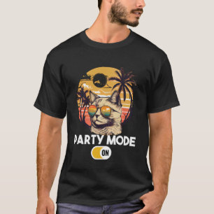 Camiseta Retro Cat Vintage Sunset 80 90 Óculos de sol Party