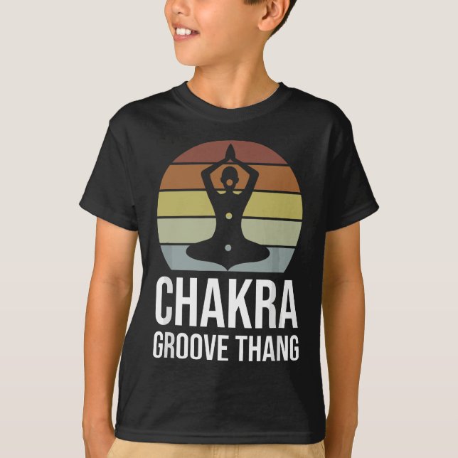 Camiseta Retro Chakra Groove Thang Funny Yoga Spiritual Med (Frente)