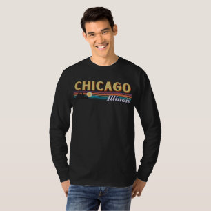 Camiseta Retro Chicago City Stripes Illinois Vintage