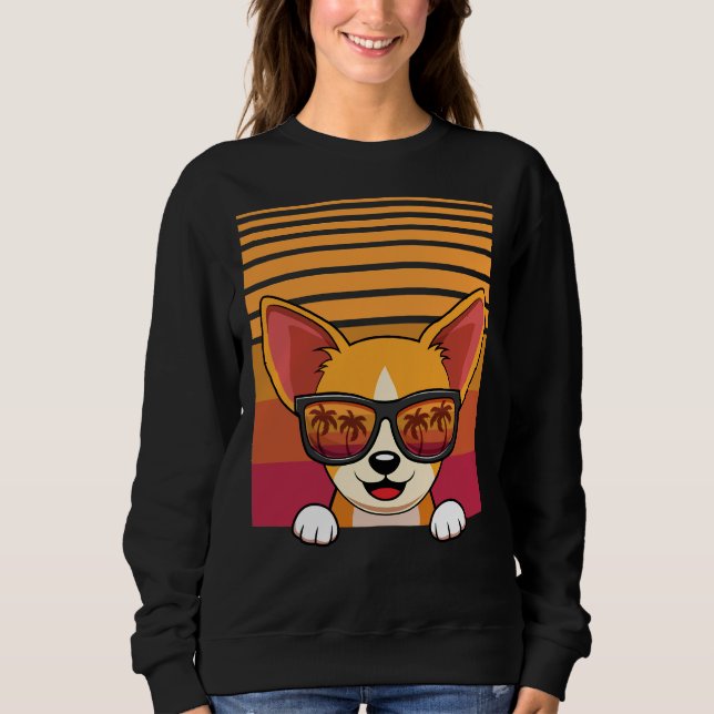 Camiseta Retro Chihuahua Dog Sunglass Beach (Frente)