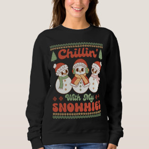 Camiseta Retro "Chillin' With My Snowmies", Feliz Natal