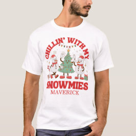 Camiseta Retro Chilling Com Meu Natal De Snowmies