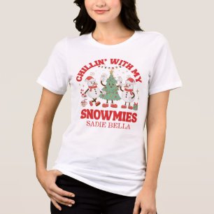 Camiseta Retro Chilling Com Meu Natal De Snowmies