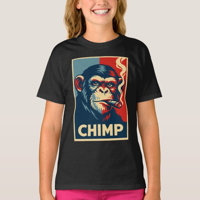 Camiseta Retro Chimp smoking Cigar Poster (Frente)