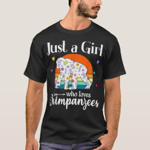 Camiseta Retro Chimpanzee Floral Apenas uma garota que ama
