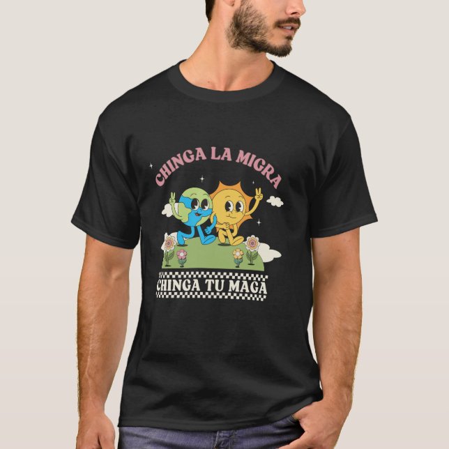 Camiseta Retro Chinga La Migra Chinga Tu Maga Long Sleeve (Frente)