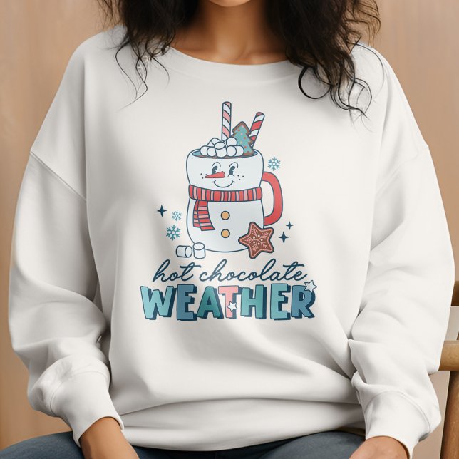 Camiseta Retro Chocolate Quente Clima Snowman Winter (Criador carregado)