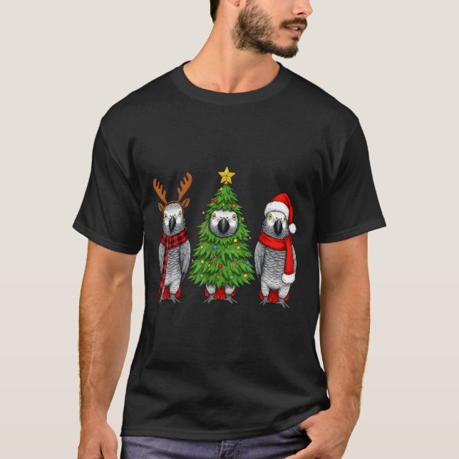 Camiseta Retro Christmas African G Parrot Bird Santa Reinde (Frente)