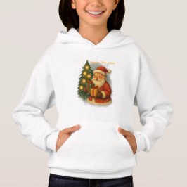 Camiseta “Retro Christmas Hoodie for Kids – Santa & Gifts”