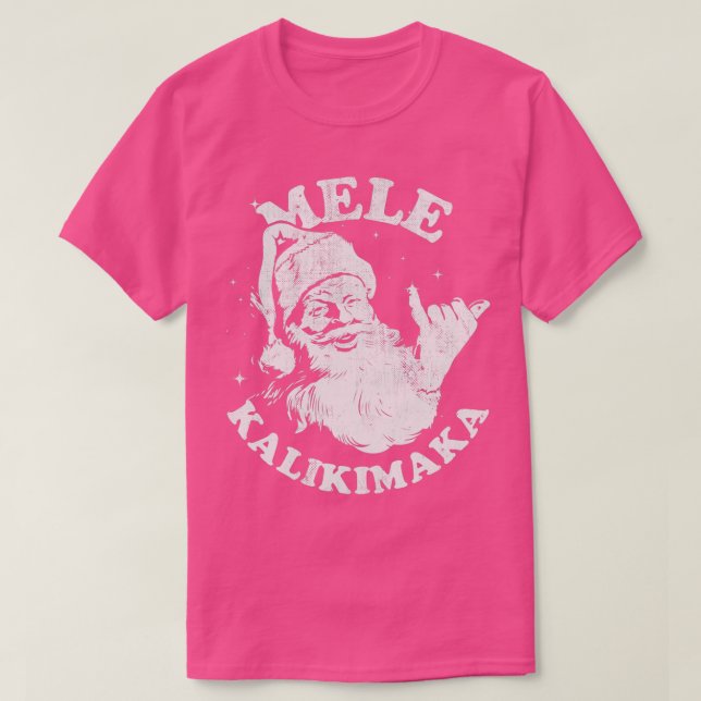 Camiseta Retro Christmas Mele Kalikimaka Santa Shaka Hawaii (Frente do Design)