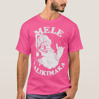 Camiseta Retro Christmas Mele Kalikimaka Santa Shaka Hawaii