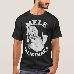 Camiseta Retro Christmas Mele Kalikimaka Santa Shaka Hawaii