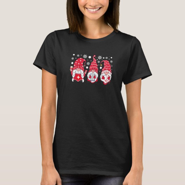 Camiseta Retro Christmas Nurses Gnomes Medical Cure Cute As (Frente)