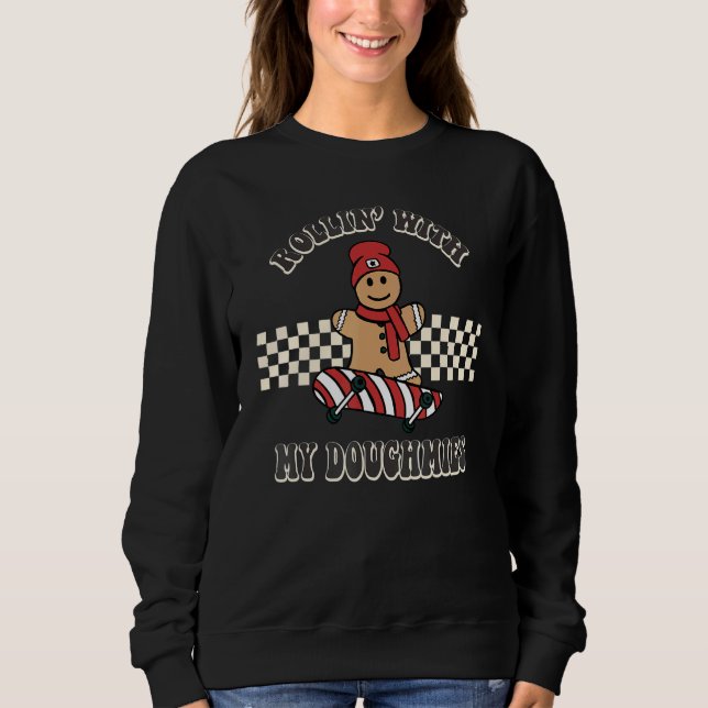 Camiseta Retro Christmas Rollin With My Doughmies Cute Wome (Frente)