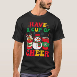 Camiseta Retro Christmas Snowman Gingerbread Hot Chocolate 