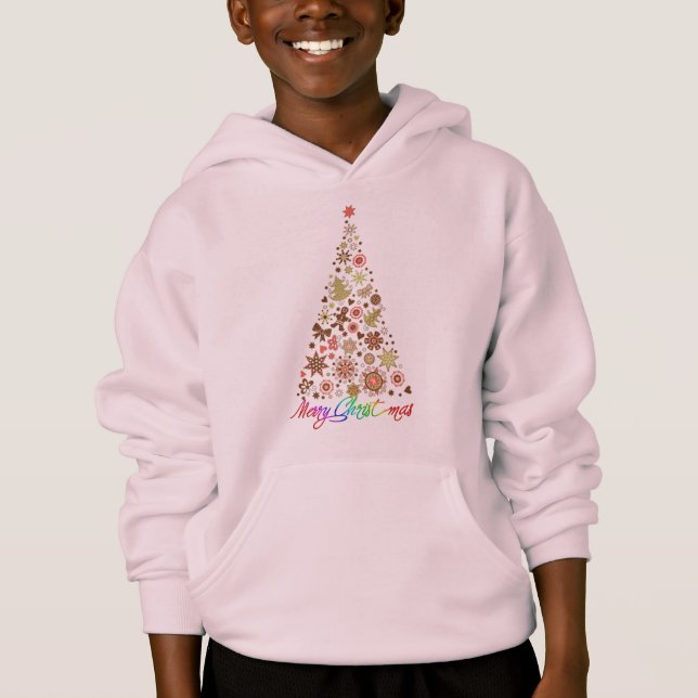 Camiseta Retro Christmas Tree Basic Hooded Sweatshirt (Frente)