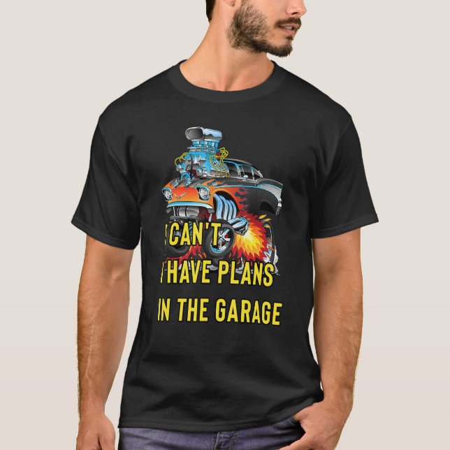 Camiseta Retro Classic Hotrod I Can't I Have Plans In The G (Frente)