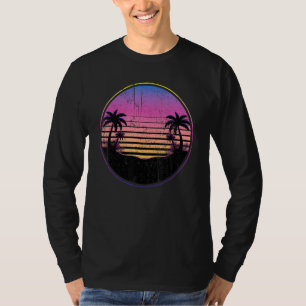 Camiseta Retro Coconut Palm Trees Beach Sunset Tropical Sum