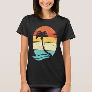 Camiseta Retro Coconut Tree Vintage Sunset Palm Beach For H