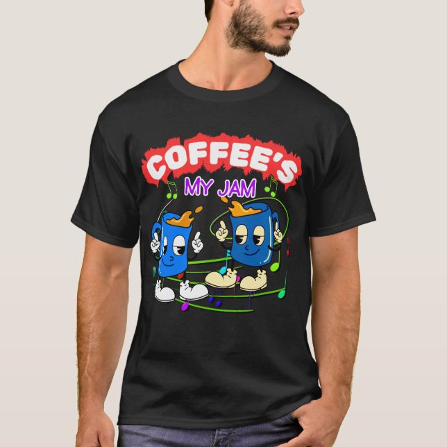 Camiseta Retro Coffee's My Jam Nostalgic Dancing Cups  (Frente)