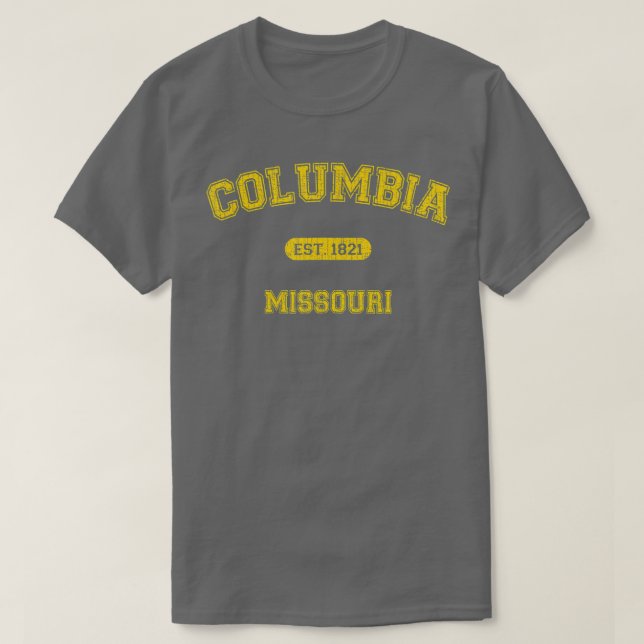 Camiseta Retro CollegeStyle Columbia Missouri 1821 (Frente do Design)