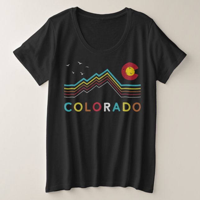 Camiseta Retro Colorado Flag Rocky Mountain Souvenir (Frente do Design)