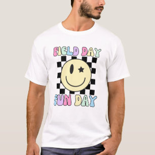 Camiseta Retro Colorida Dia de Diversão de Campo Rosto