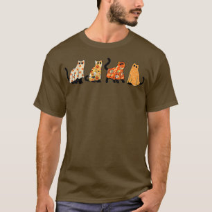 Camiseta Retro Colorida Engraçada Gato Spooky Season Hallow