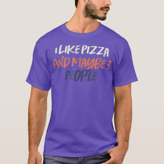 Camiseta Retrô Colorido Eu Gosto De Pizza E Talvez 3 Pessoa
