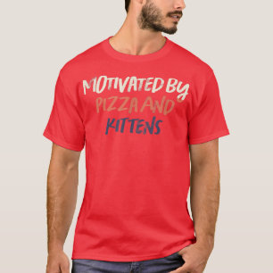 Camiseta Retro Colorido Funny Motivado Por Pizza E Gatinhos