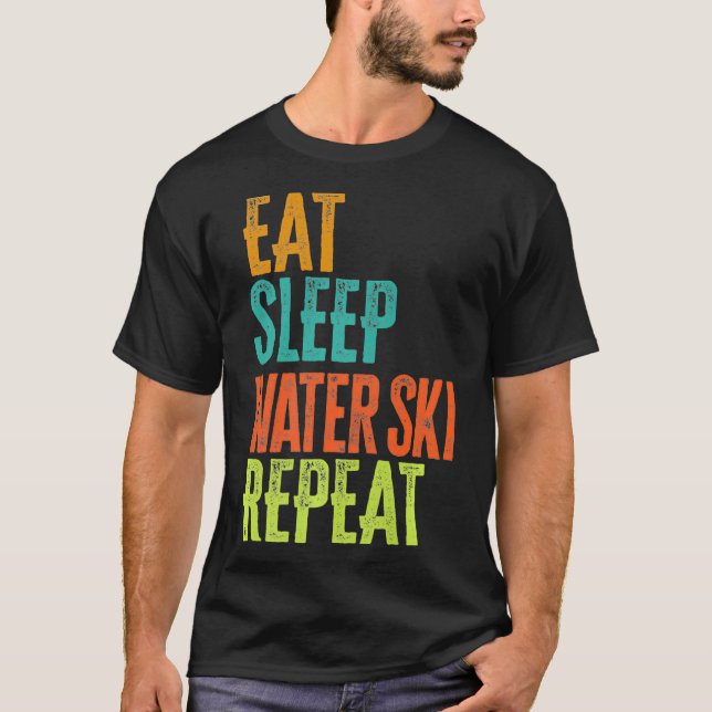 Camiseta Retro Coma Água Dormindo Esquema Repetir Jet Skier (Frente)