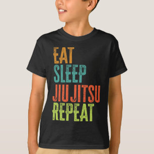 Camiseta Retro Coma Dormir Jiu Jitsu Repetir Submi De Arte