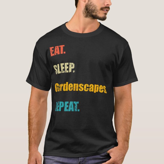 Camiseta Retro Comer Dormir Gardenscapes Repetir (Frente)