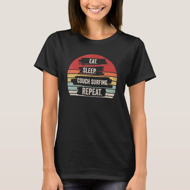 Camiseta Retro Comida Retron Sleep Couch Surfing Xx (Frente)