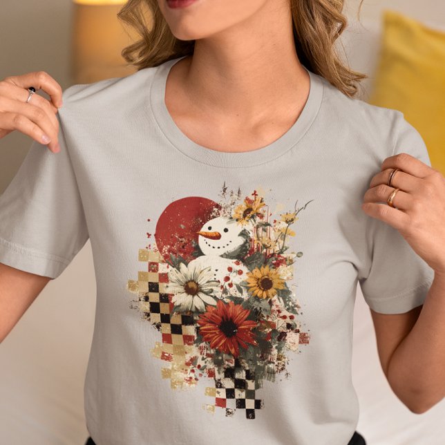 Camiseta Retro Conselho Checkup Snowman no Natal (Criador carregado)