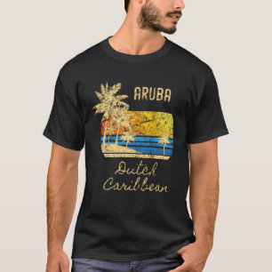 Camiseta Retro Cool Aruba Praias do Caribe Desgastado Sóis