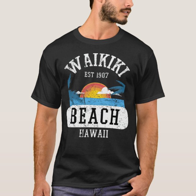 Camiseta Retro Cool Waikiki Beach Hawaii Island beachball k (Frente)