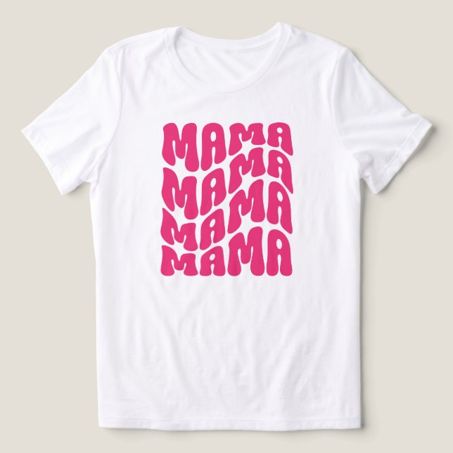 Camiseta Retro Cor-de-rosa, Dia de as mães de mamãe (Design frontal)