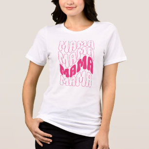 Camiseta Retro Cor-de-rosa, Dia de as mães de mamãe