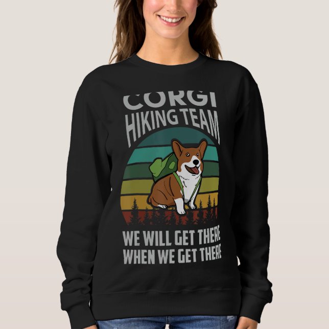 Camiseta Retro Corgi Hiking Team Funny Dog Camp Cute Pet Fu (Frente)