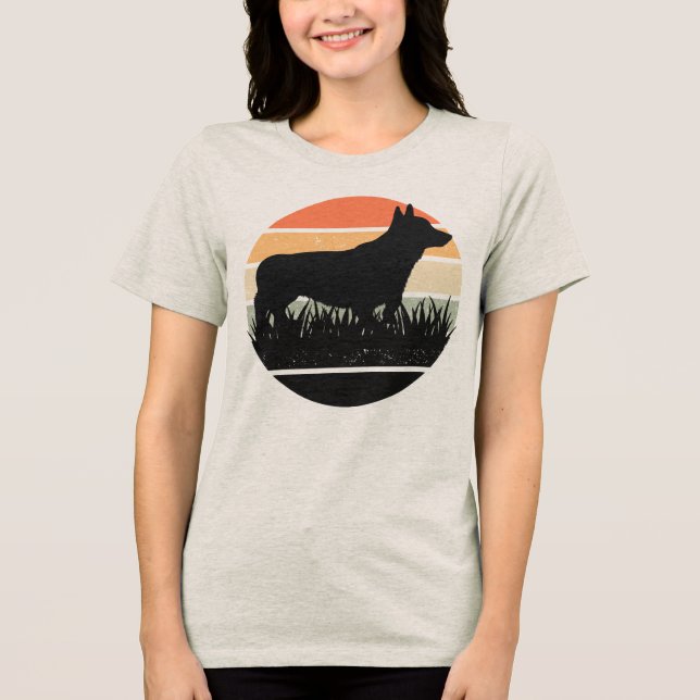 Camiseta Retro Corgi Sunset (Frente)