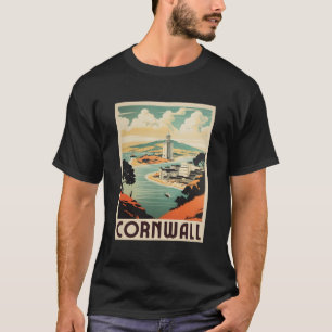 Camiseta Retro Cornwall Poster Reino Unido Cornwall