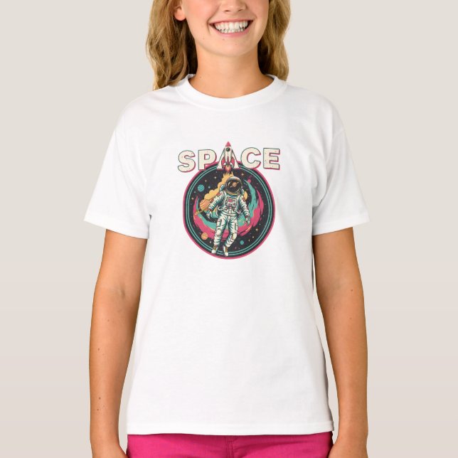 Camiseta Retro Cosmic Astronaut Space Art (Frente)