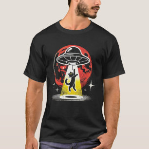 Camiseta Retro Cosmic Beam UFO Espaço Gato Mamãe Papai Gato