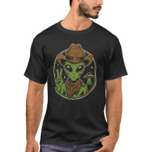 Retro Cowboy Alien Sinal de Paz Espaço Ocidental V