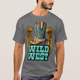 Camiseta Retro Cowboy Boots Horseshoe Wild West Western Cou