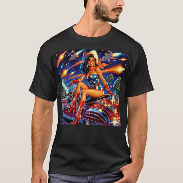 Camiseta Retro Cowgirl Pin-Up (Frente)