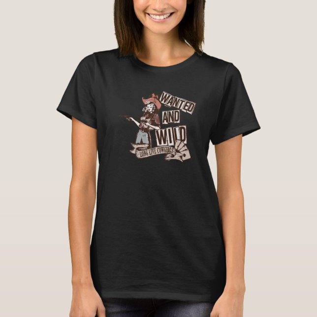 Camiseta Retro Cowgirl Wanted And Wild Rodeo Mom Western Co (Frente)