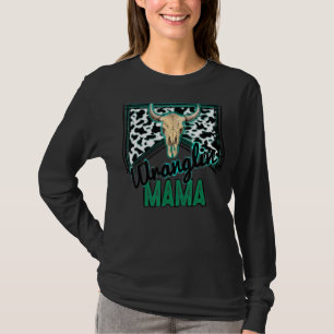 Camiseta Retro Cowhide Bull Skull Wranging Mama Western Co