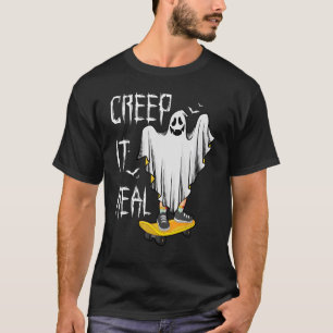 Camiseta Retro Creep It Real Skateboard Boo Halobetween Man